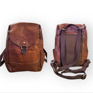 Jack Georges Voyager Bag Convertible Backpack Crossbody Brown Leather